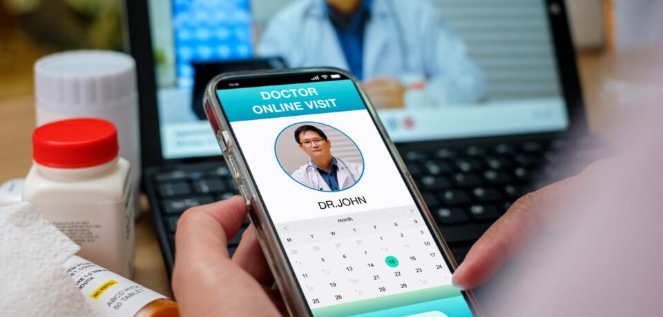 asian woman appointment consulting doctor visit on mobile app at home.telemedicine